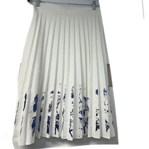 Morcel Mossimo Woman's sz 12 white pleated blue metallic designer skirt midi